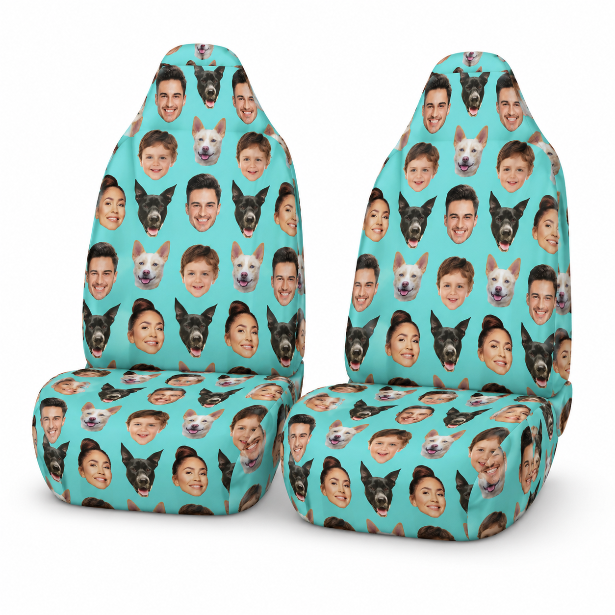 Personalized Dad Family Portrait Car Seat Cover, Custom Dad Seat Protector, Gift For Dad TOM99