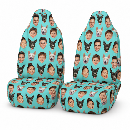 Personalized Dad Family Portrait Car Seat Cover, Custom Dad Seat Protector, Gift For Dad TOM99