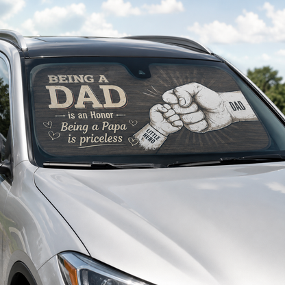 Personalized First Dad Car Windshield Sun Shade, Custom Car Sun Shade for Dad, Gift For Dad TOM99