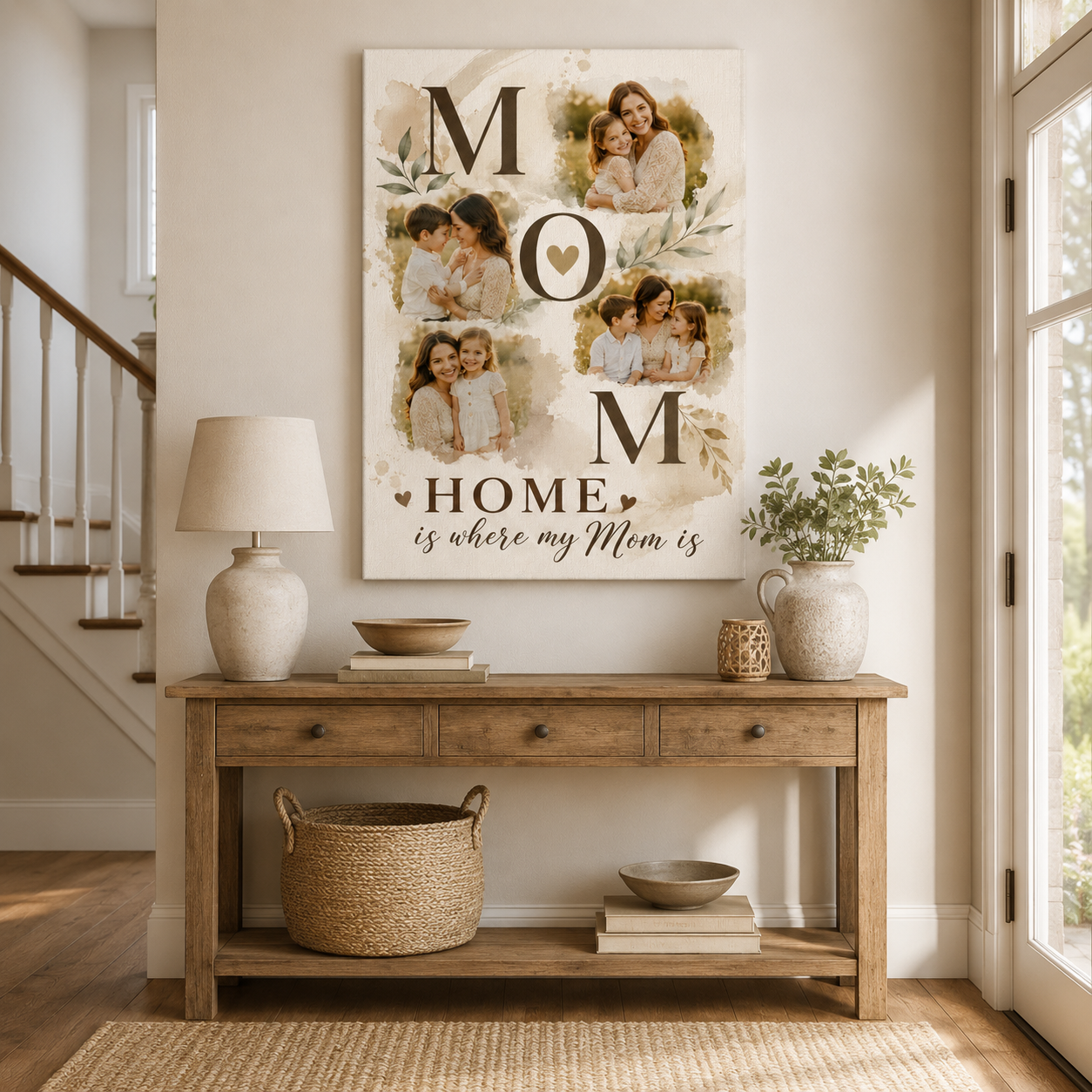 Custom Photo I Love You Mom Canvas Wall Art - Custom Gift For Mom TOM99