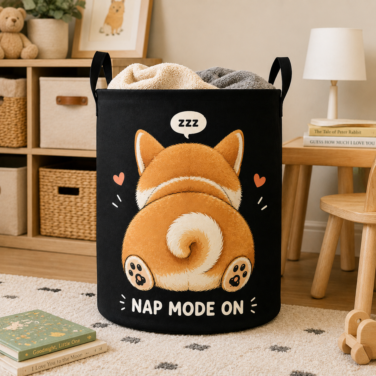Custom Photo Dog Laundry Basket | Gift For Dog Lovers | Dog Bathroom Decor