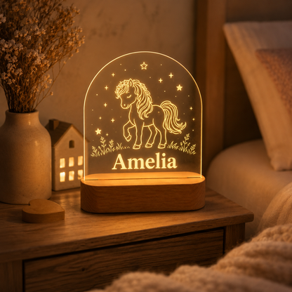 Custom Photo Tiny Horse Wooden Led Light | Personalized Horse Photo Wooden Led Light | Gift For Horse Lovers TOM99