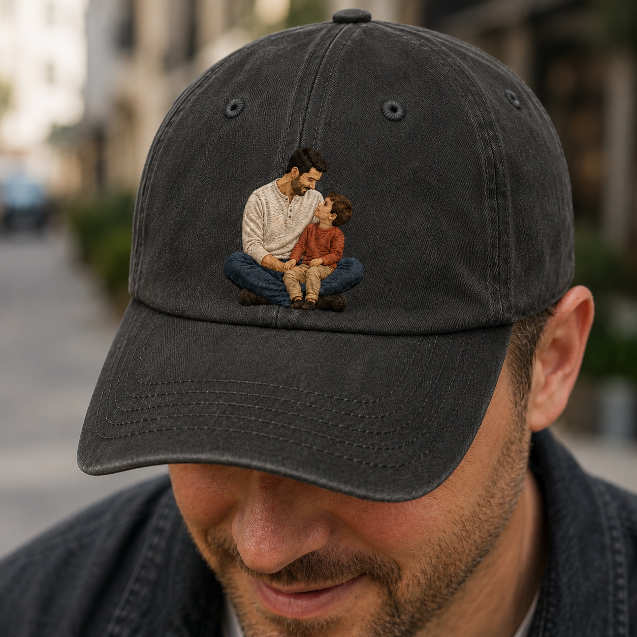 Custom Photo Son Love Dad Embroidered Hat, Personalized Cap, Custom Portrait Dad Hat, Father’s Day Gift TOM99