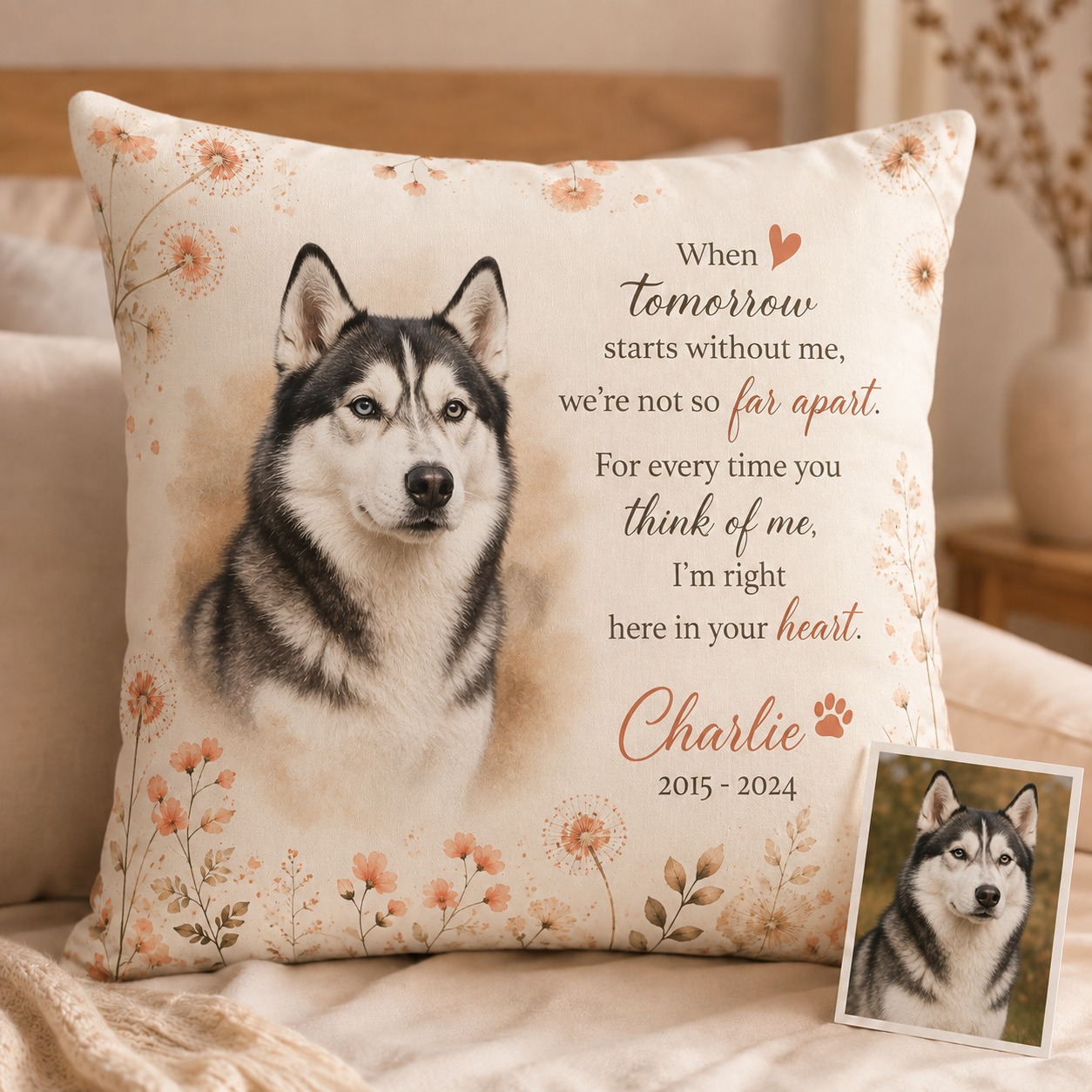 Custom Photo Dog Pillow | Gift For Dog Lovers | Personalized Dog Decor TOM99