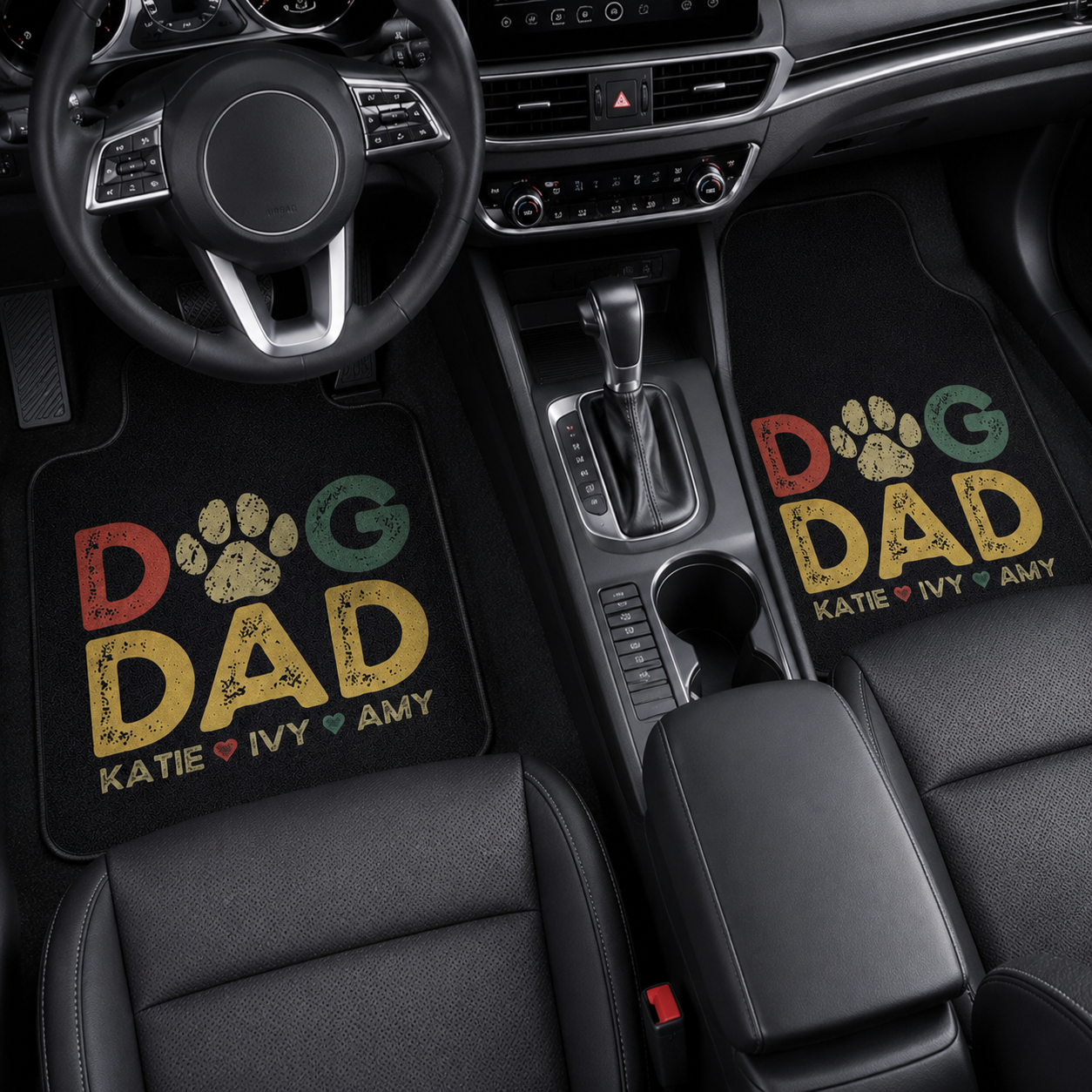 Personalized Dog Dad Flannel Car Floor Mats, Custom Dad Floor Mats, Gift For Dad TOM99