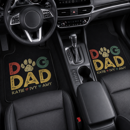 Personalized Dog Dad Flannel Car Floor Mats, Custom Dad Floor Mats, Gift For Dad TOM99