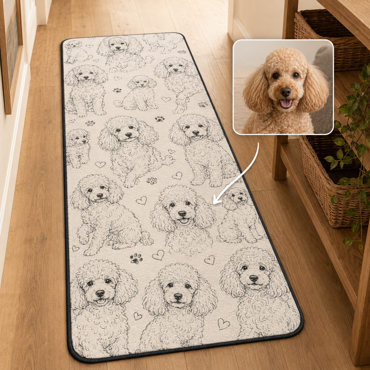 Custom Photo Dog Runner Rug | Pet Hallway Runner Carpet | Gift For Dog Lovers
