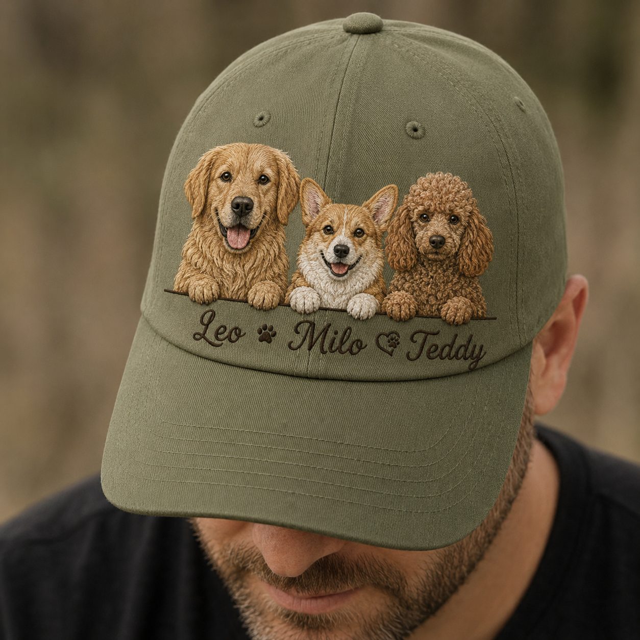Custom Dog Face Embroidered Hat, Custom Embroidered Pet Portrait Hat | Gift For Dog Lover Pa99