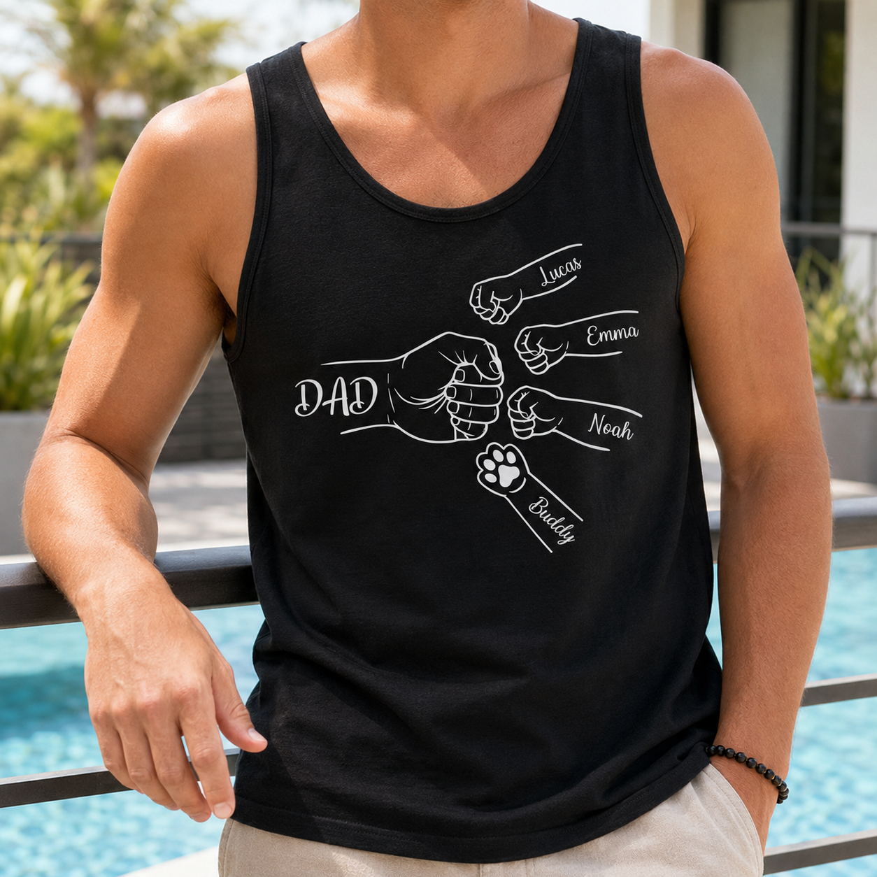 Custom Dad Bump Tank Top, Personalized Dad Gifts | Gift For Dad, Grandpa TOM99