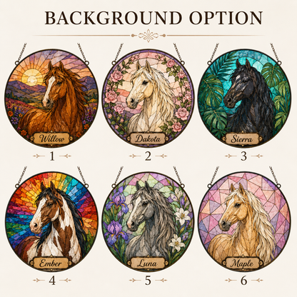 Custom Photo True Horse Stained Glass Suncatcher – Personalized Horse Lover Gifts | Gift For Horse Lover TOM99