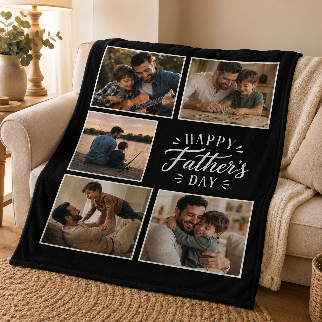 Custom Photo Dad I Love You Blanket, Personalized Dad Gifts | Gift For Dad TOM99