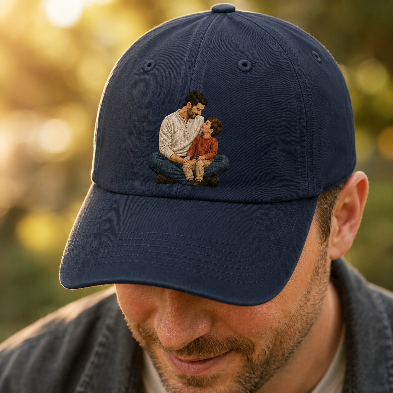 Custom Photo Son Love Dad Embroidered Hat, Personalized Cap, Custom Portrait Dad Hat, Father’s Day Gift TOM99
