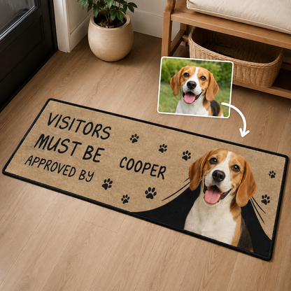 Custom Photo Visitors Must Be Approved By My Dog Runner Rug | Pet Hallway Runner Carpet | Gift For Dog Lovers