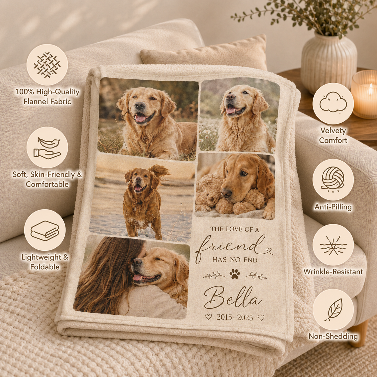 Custom Photo My Dog Memorial Blanket | Personalized Dog Lovers Gifts | Gift For Dog Lovers TOM99
