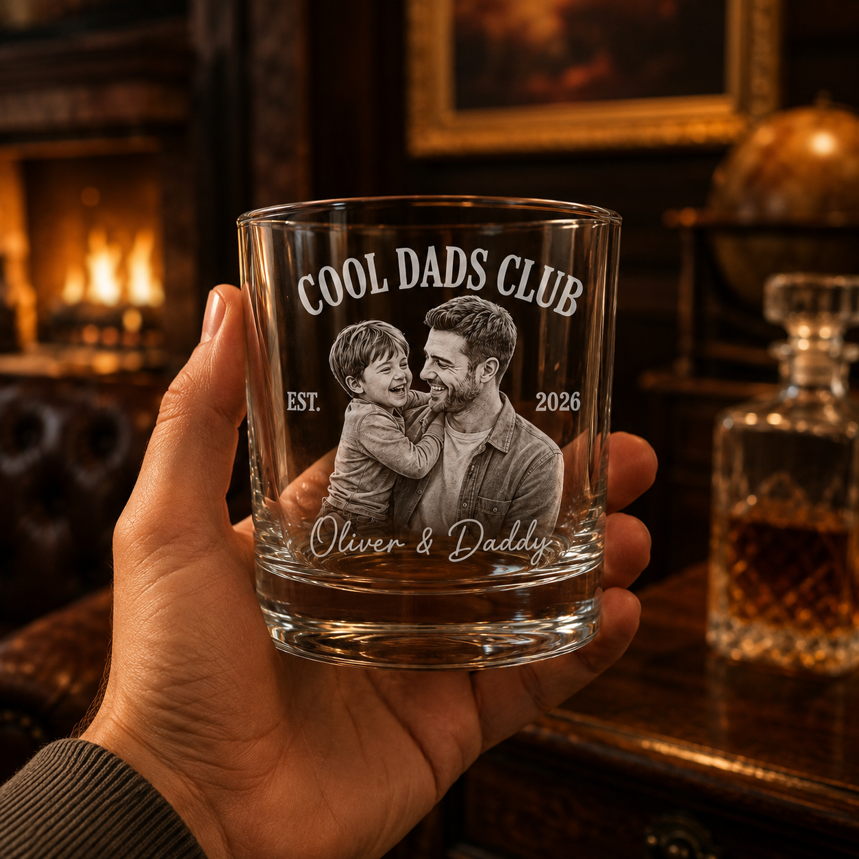 Custom Photo Cool Dad Whiskey Glass | Photo Dad Portrait Gift | Father's Day Gifs | Gift For Father TOM99