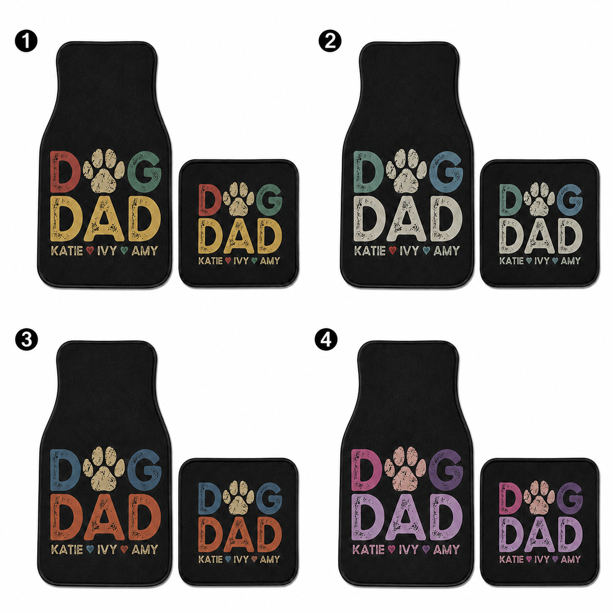 Personalized Dog Dad Flannel Car Floor Mats, Custom Dad Floor Mats, Gift For Dad TOM99