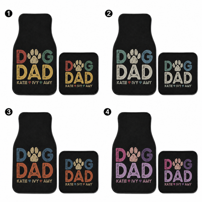 Personalized Dog Dad Flannel Car Floor Mats, Custom Dad Floor Mats, Gift For Dad TOM99