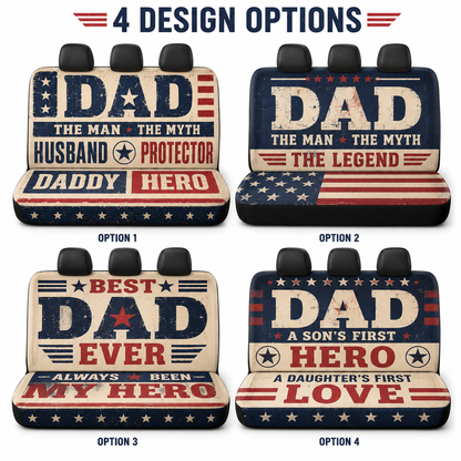 Personalized Dad Hero Car Rear Seat Cover, Custom Back Seat Protector For Dad, Gift For Dad TOM99