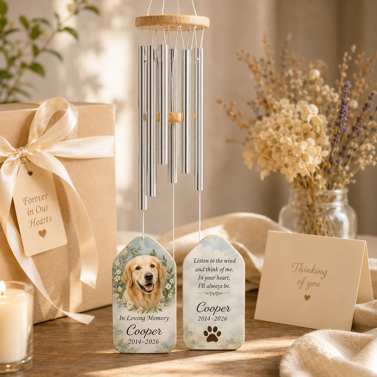 Custom Photo Dog In Loving Memory Wind Chime | Personalized Dog Lovers Gifts | Gift For Dog Lovers TOM99