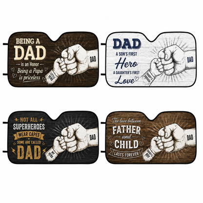 Personalized First Dad Car Windshield Sun Shade, Custom Car Sun Shade for Dad, Gift For Dad TOM99