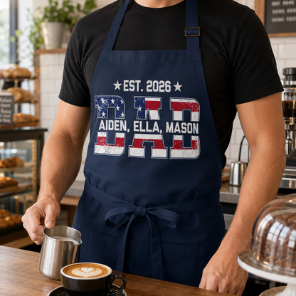 Custom US Dad Apron, Personalized Apron For Dad, Gifts For Dad - TOM99