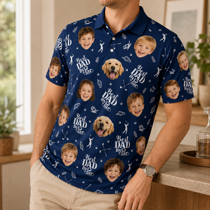 Custom Photo Best Dad By Par Dog Polo Shirt, Personalized Polo Shirt For Husband Dad Grandfather TOM99