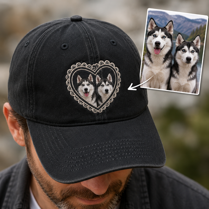 Custom Pet Photo Embroidered Hat, Personalized Dog Face Baseball Cap, Dog Mom Gift THUC99