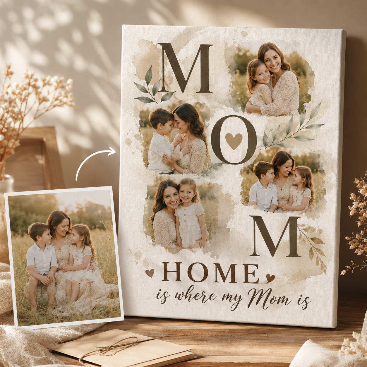 Custom Photo I Love You Mom Canvas Wall Art - Custom Gift For Mom TOM99