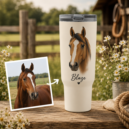 Custom Photo Horse 30oz Tumbler | Gift For Horse Lovers | Pet Lover Gifts TOM99