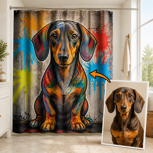 Custom Photo Colorful Dog Shower Curtain | Gift For Dog Lovers