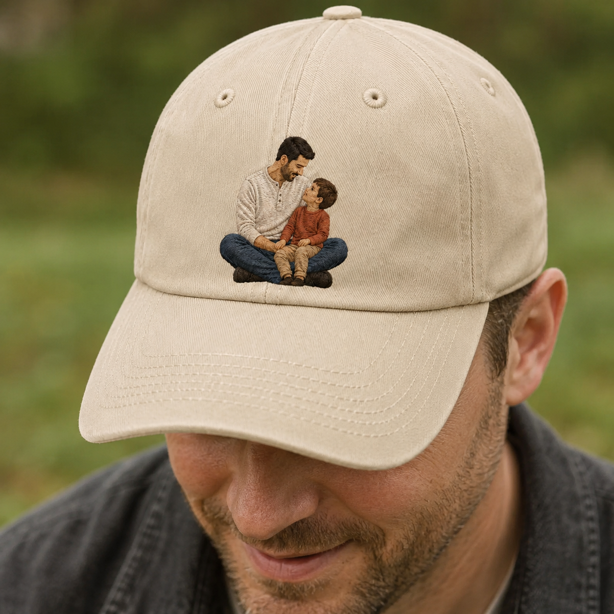 Custom Photo Son Love Dad Embroidered Hat, Personalized Cap, Custom Portrait Dad Hat, Father’s Day Gift TOM99