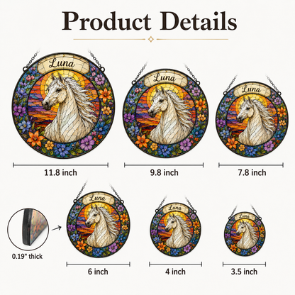 Custom Photo True Horse Stained Glass Suncatcher – Personalized Horse Lover Gifts | Gift For Horse Lover TOM99