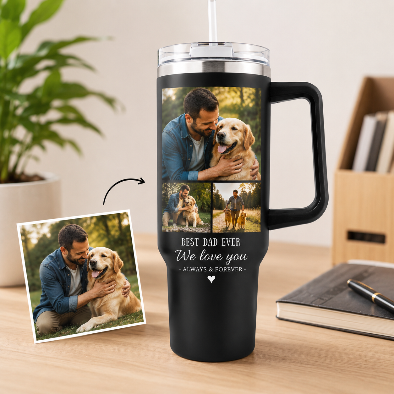 Custom  Photo Dad 40oz Tumbler, Personalized Dad Tumbler, Father’s Day Gift TOM99