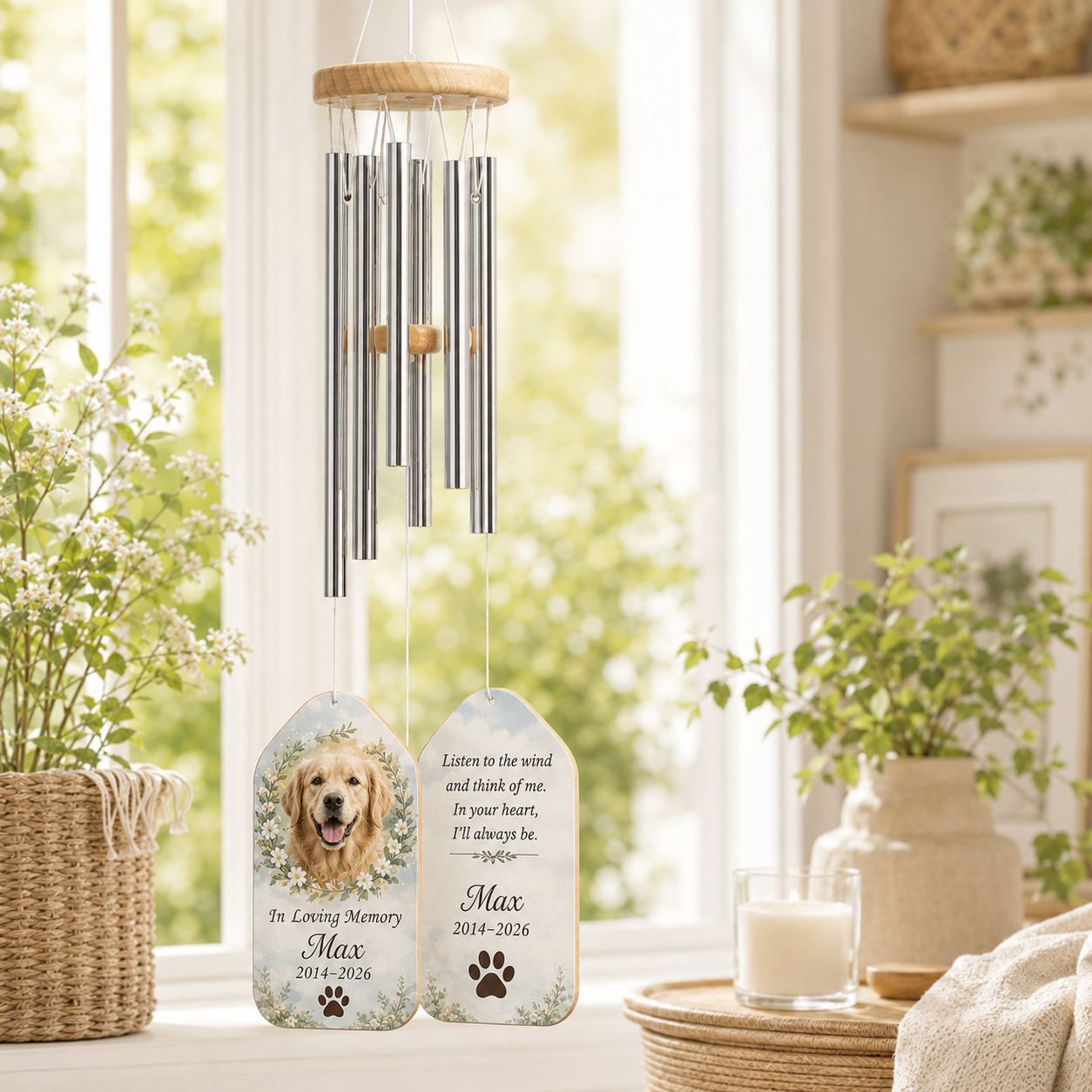 Custom Photo Dog In Loving Memory Wind Chime | Personalized Dog Lovers Gifts | Gift For Dog Lovers TOM99