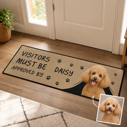 Custom Photo Visitors Must Be Approved By My Dog Runner Rug | Pet Hallway Runner Carpet | Gift For Dog Lovers