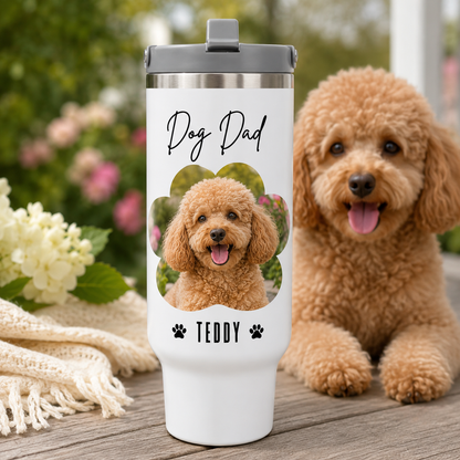 Custom Photo Dog Dad 30oz Tumbler | Gift For Dog Lovers | Pet Lover Gifts TOM99