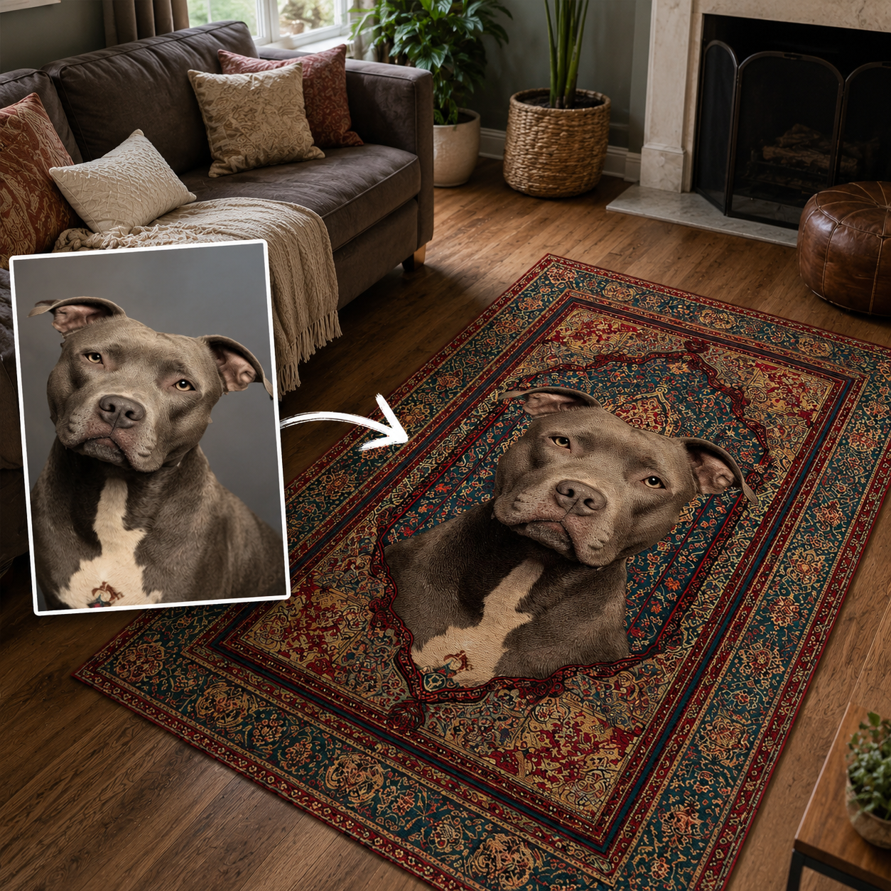 Custom Photo Dog Area Rug | Gift For Dog Lovers
