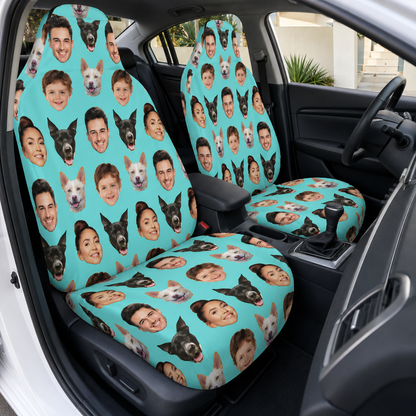 Personalized Dad Family Portrait Car Seat Cover, Custom Dad Seat Protector, Gift For Dad TOM99