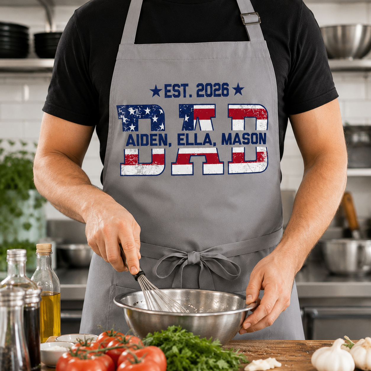 Custom US Dad Apron, Personalized Apron For Dad, Gifts For Dad - TOM99