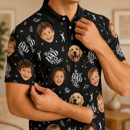 Custom Photo Best Dad By Par Dog Polo Shirt, Personalized Polo Shirt For Husband Dad Grandfather TOM99