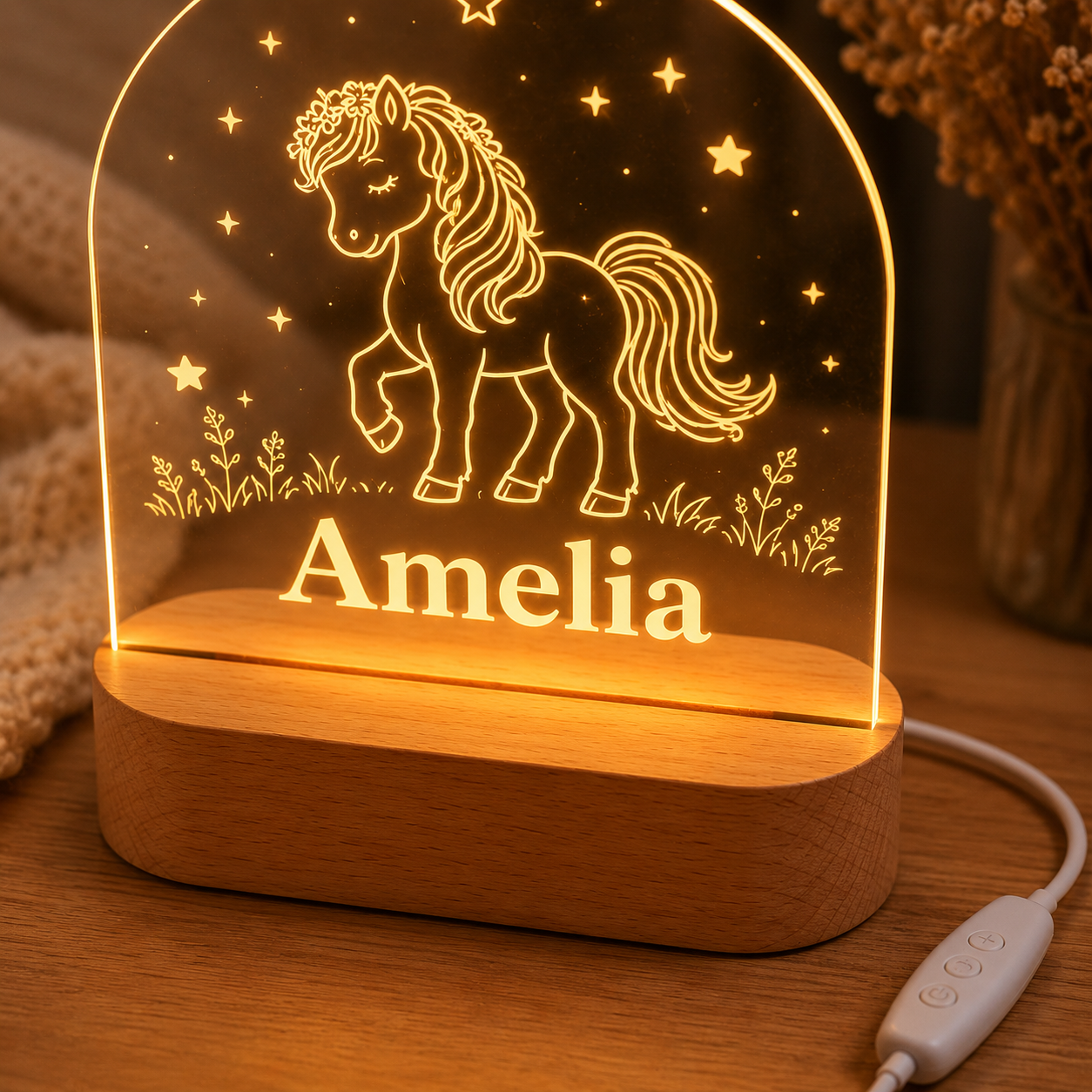 Custom Photo Tiny Horse Wooden Led Light | Personalized Horse Photo Wooden Led Light | Gift For Horse Lovers TOM99