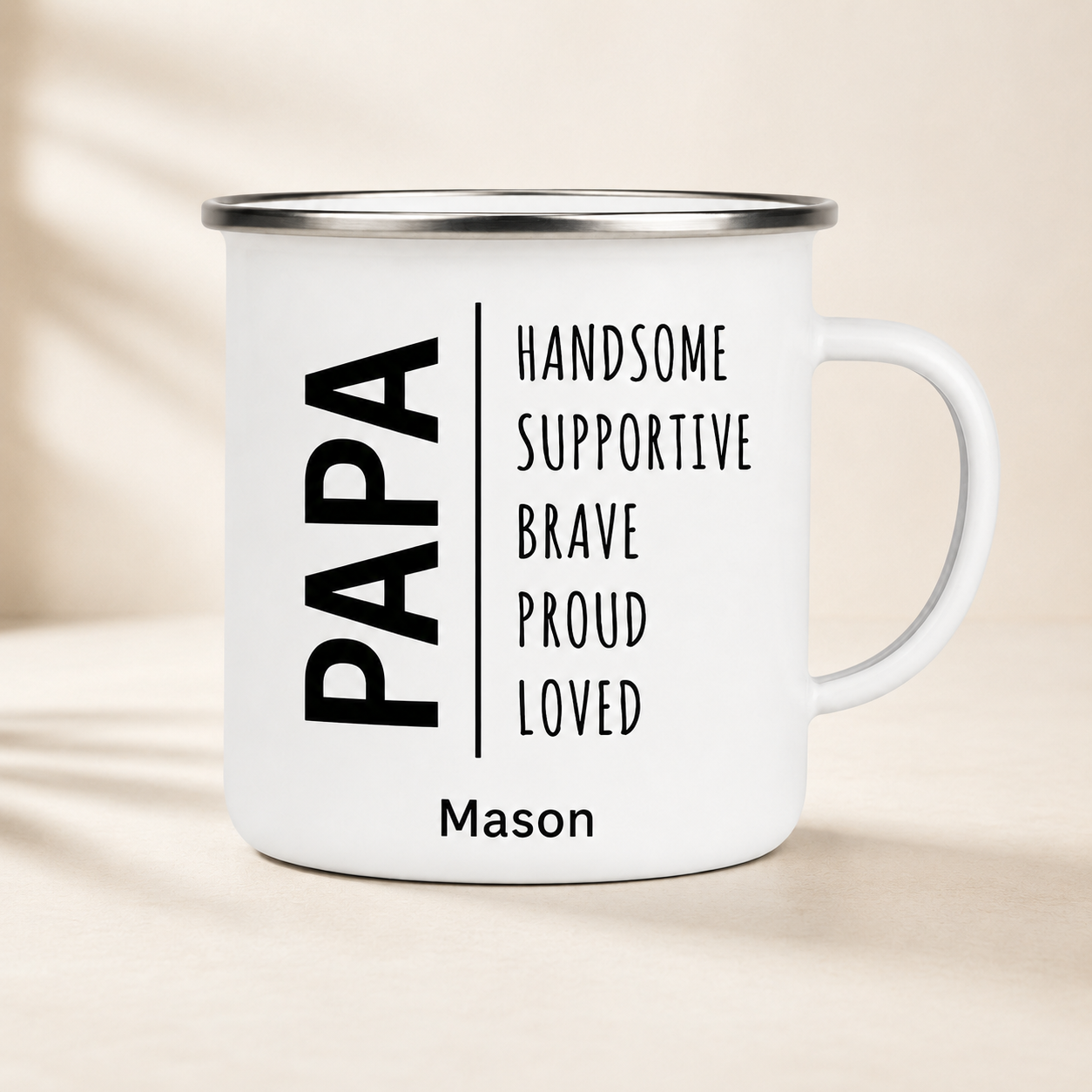 Personalized Dad Papa Camp Mug 12oz, Custom Dad Enamel Cup, Gift For Dad TOM99