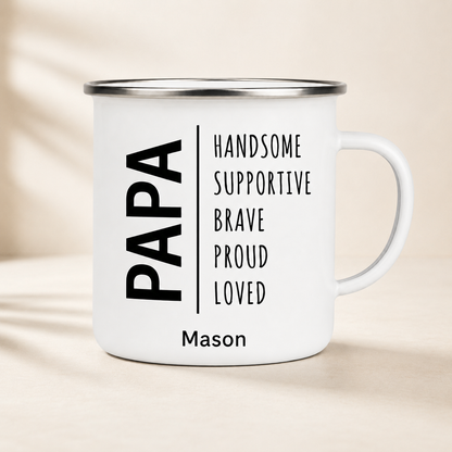 Personalized Dad Papa Camp Mug 12oz, Custom Dad Enamel Cup, Gift For Dad TOM99