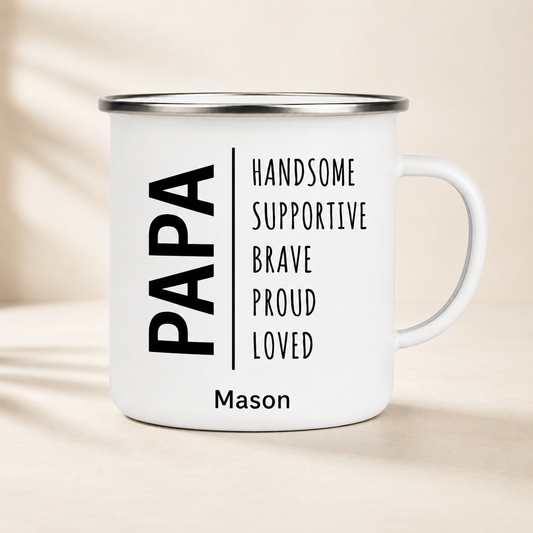 Personalized Dad Papa Camp Mug 12oz, Custom Dad Enamel Cup, Gift For Dad TOM99