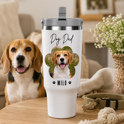 Custom Photo Dog Dad 30oz Tumbler | Gift For Dog Lovers | Pet Lover Gifts TOM99