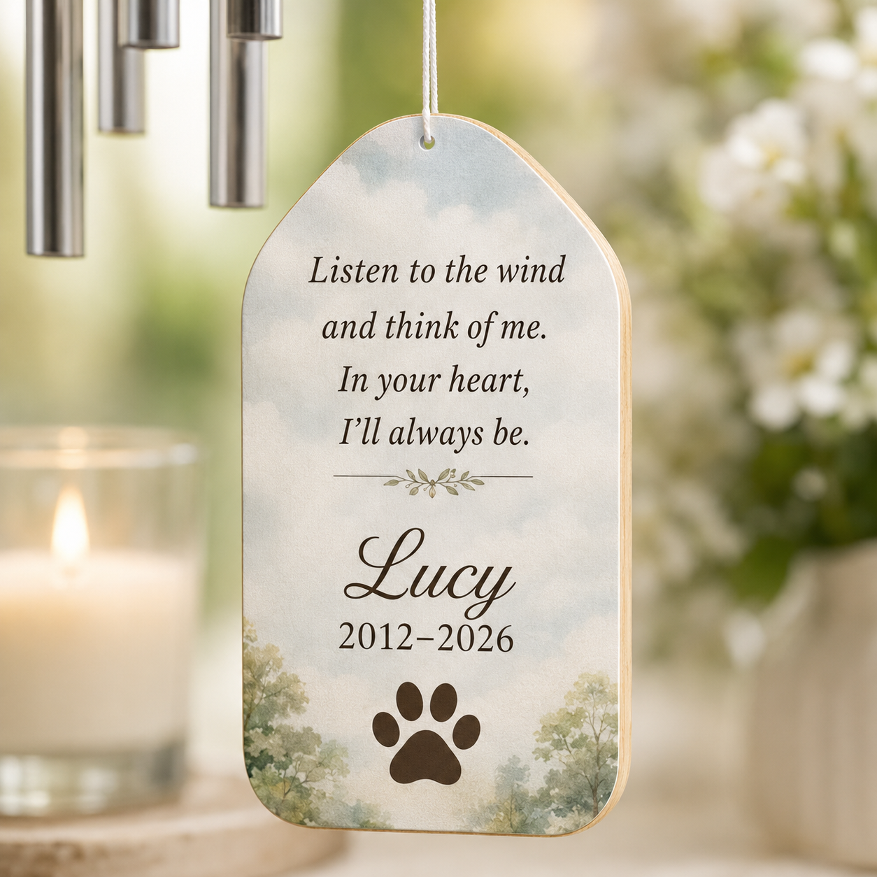 Custom Photo Dog In Loving Memory Wind Chime | Personalized Dog Lovers Gifts | Gift For Dog Lovers TOM99