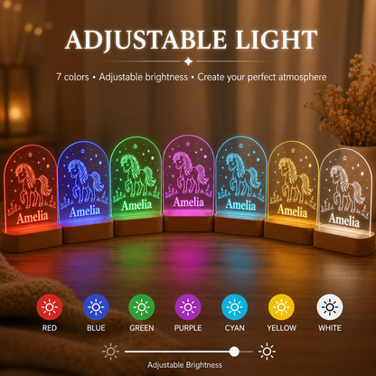 Custom Photo Tiny Horse Wooden Led Light | Personalized Horse Photo Wooden Led Light | Gift For Horse Lovers TOM99