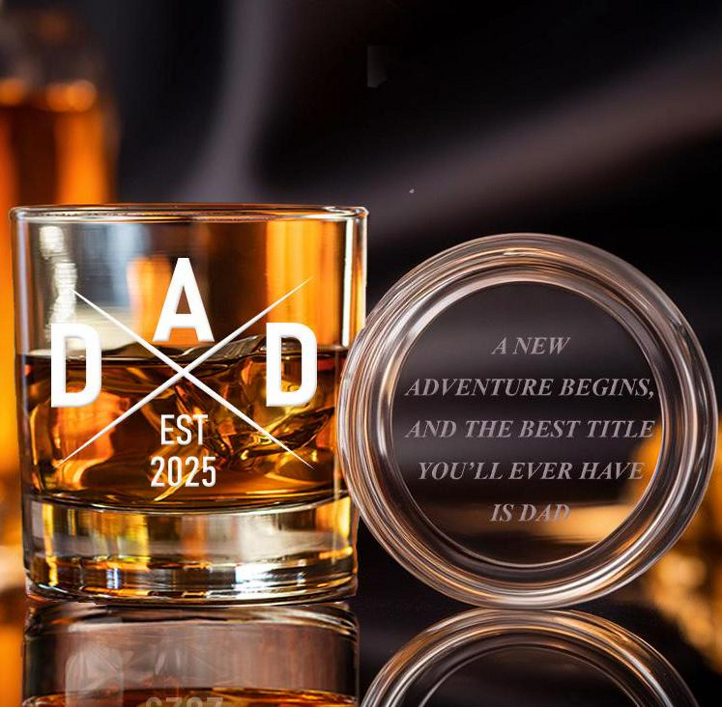 Personalized New Dad Est 2025 Glass | Father's Day Gift for Dad | Engraved Whiskey Glass