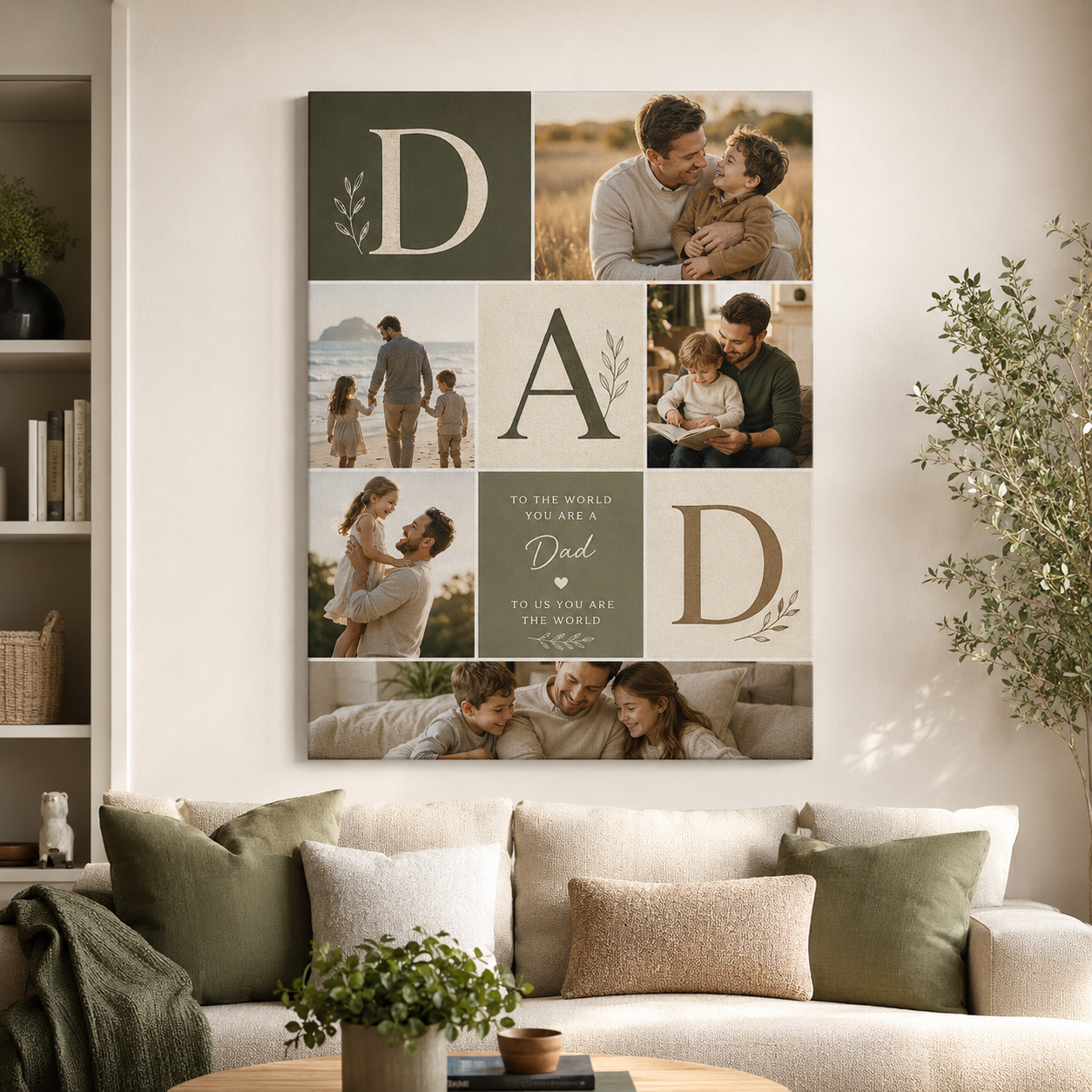 Custom Photo Dad's Family Canvas Wall Art - Custom Gift For Dad TOM99