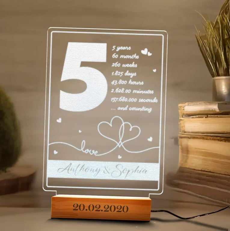 Custom Name And Date Anniversary Led Light | Couple Home Decoration | Wedding Gift For Couples